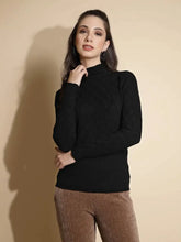 Women Solid Full Sleeve Turtle Neck Knitted Skivvy