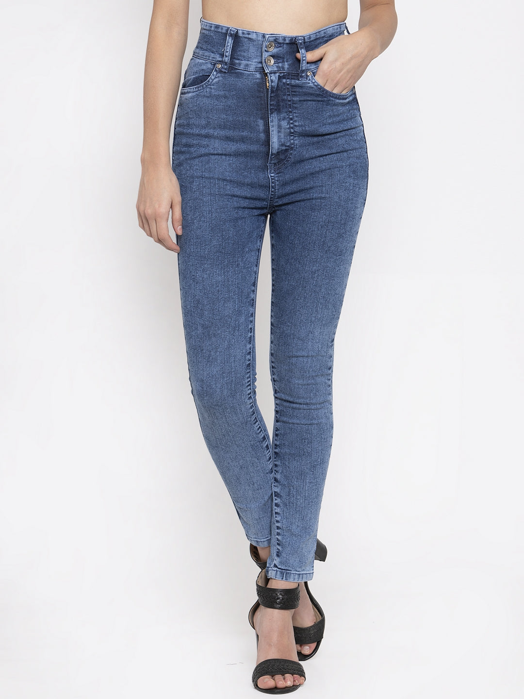 Buy Skinny High Rise Curvy Blue Jeans for Women - Global Republic