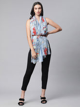 Bluish Floral Printed Stole