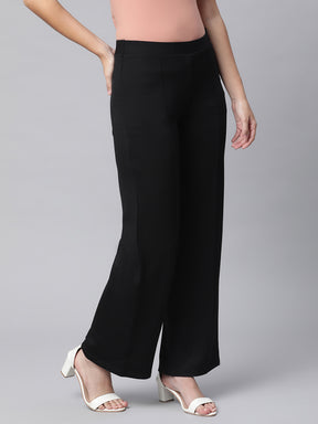 Women Black Flared Semi-Formal  Palazzo