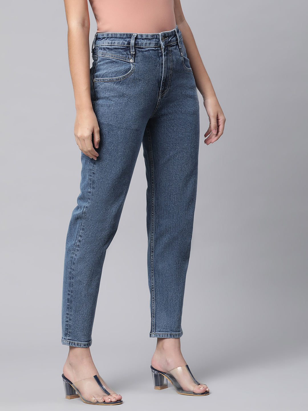 Women Mid Rise Skinny Fit Dark Blue Jeans