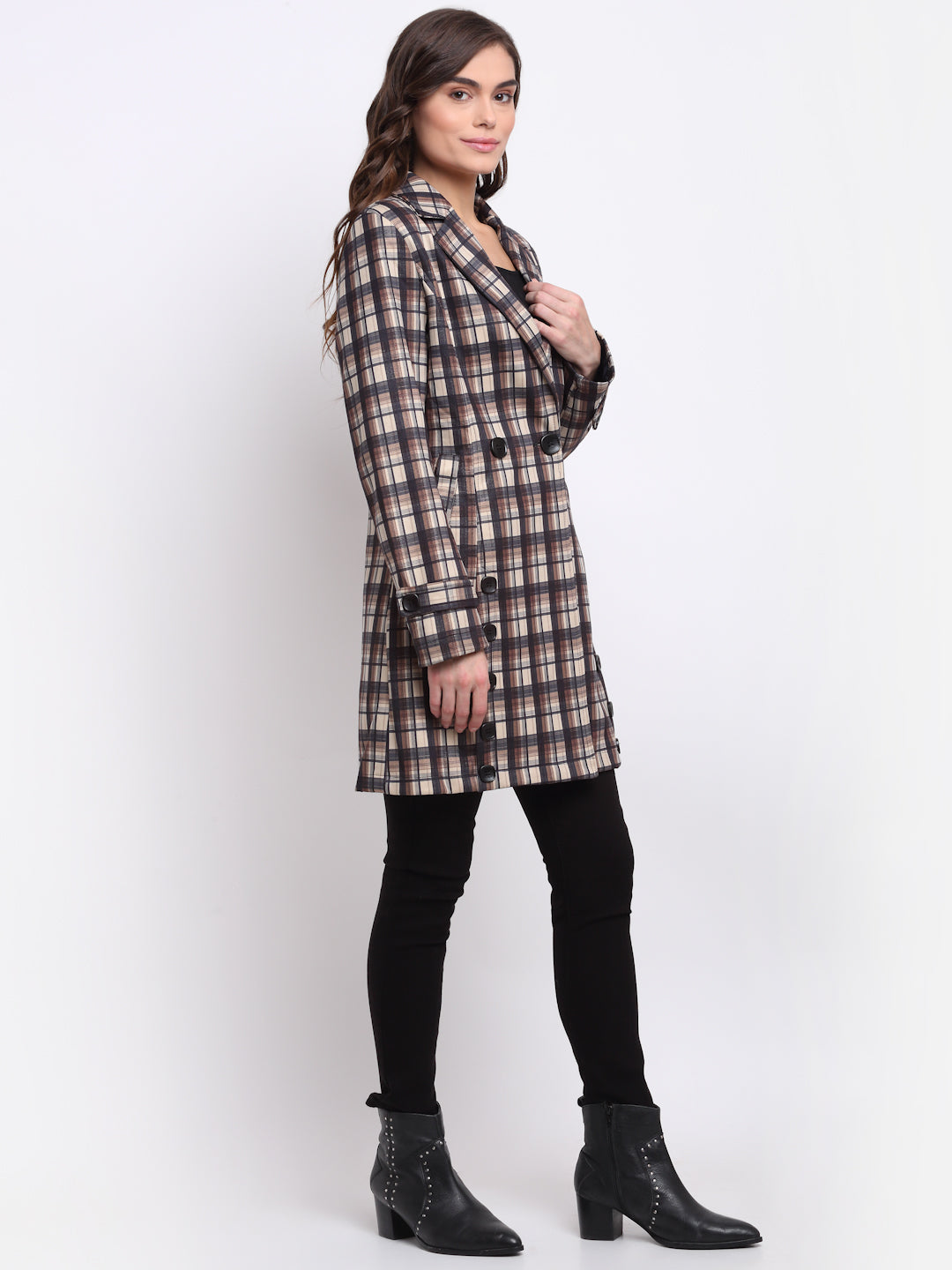 Buy Women Brown Polyester Coat