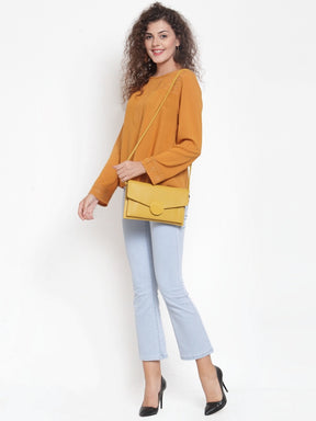 Women Mustard Chikan Embroidered Blouson Top