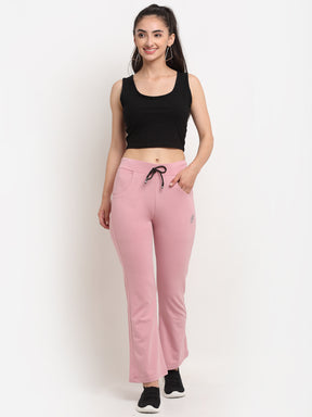 Women Pink Solid Cotton Linen Lower