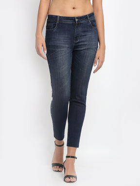 Women Slim Fit Navy Blue Jeans