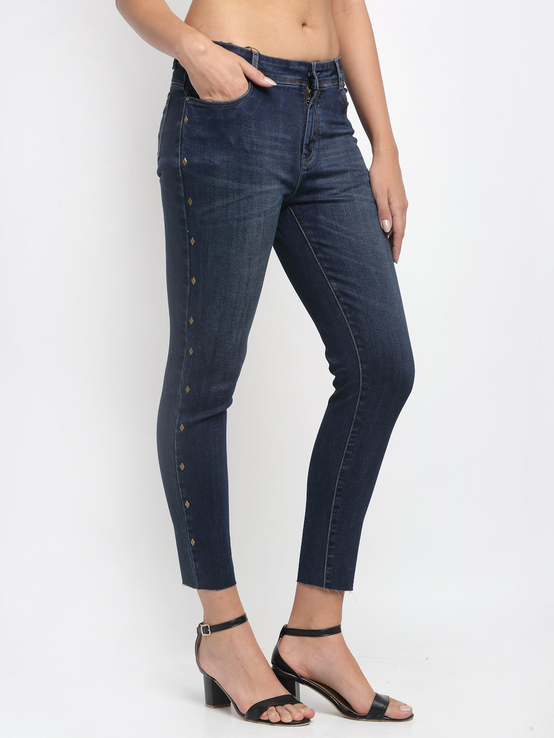 Women Slim Fit Navy Blue Jeans