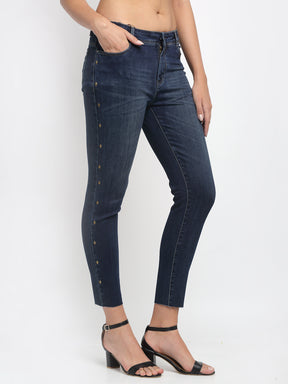 Women Slim Fit Navy Blue Jeans