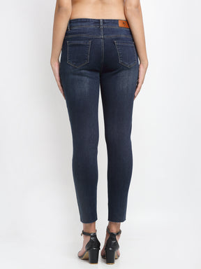 Women Slim Fit Navy Blue Jeans