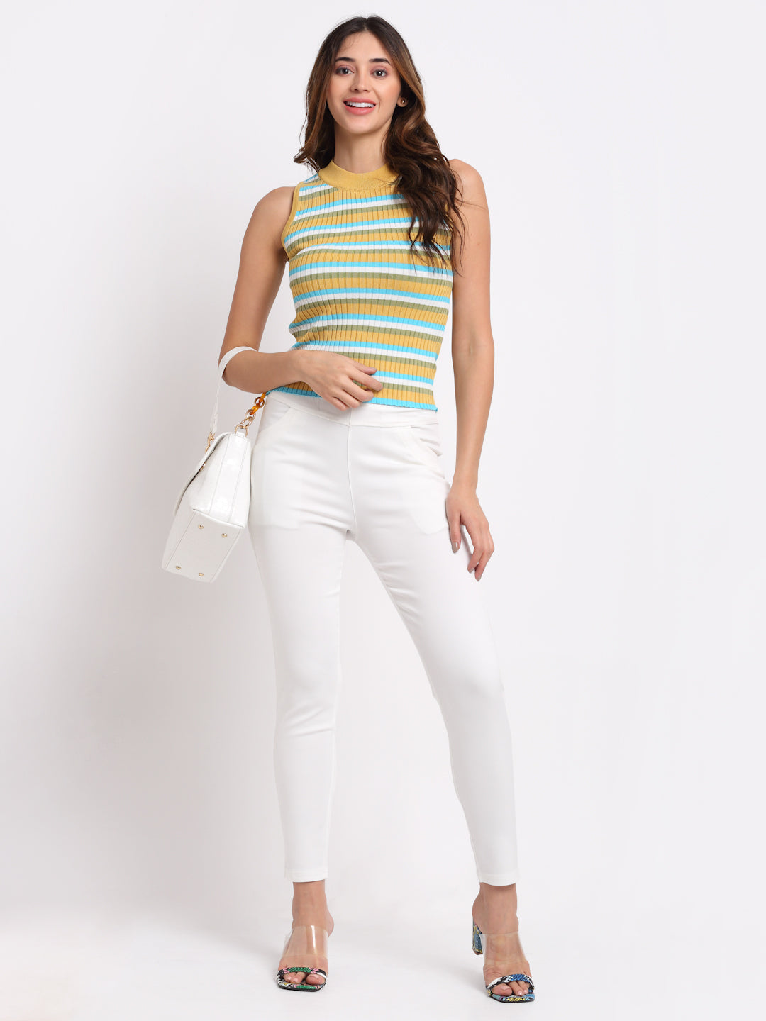 Women Horizontal Striped Knit Top