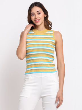 Women Horizontal Striped Knit Top