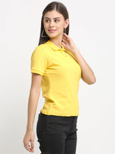 Women Soild Hosiery Polo Neck T-Shirt