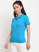 Women Soild Hosiery Polo Neck T-Shirt